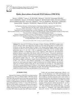 Radar Observations of Asteroid 25143 Itokawa (1998 SF36)