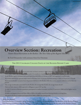 Recreation Nature Based Recreation in the Rockies: Th E New Value of the Region’S Resources