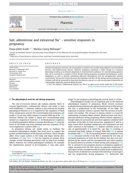 Salt, Aldosterone and Extrarenal Na - Sensitive Responses in Pregnancy