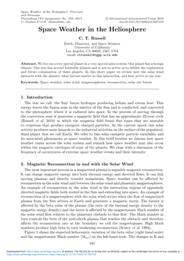 Space Weather in the Heliosphere C