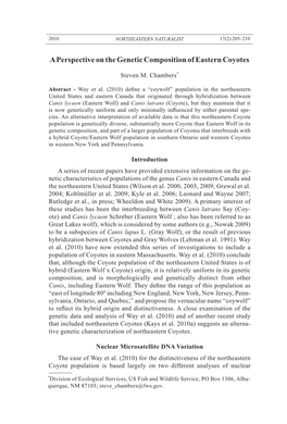 A Perspective on the Genetic Composition of Eastern Coyotes