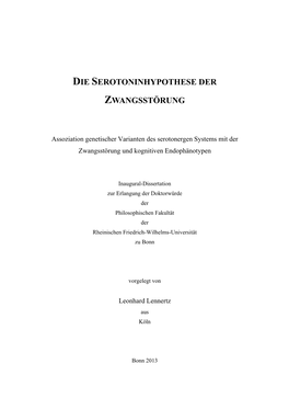 Die Serotoninhypothese Der Zwangsstörung