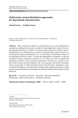 Multivariate Normal Distribution Approaches for Dependently Truncated Data