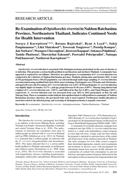 Re-Examination of Opisthorchis Viverriniin Nakhon Ratchasima