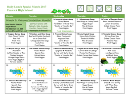 Daily Lunch Special March 2017 Fenwick High School