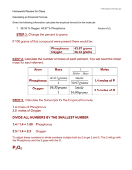 Empirical Formulas.Doc Homework Review for Class