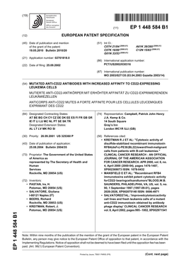 Mutated Anti-Cd22 Antibodies with Increased Affinity To