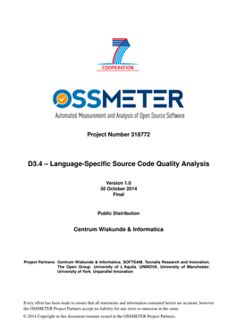 D3.4 – Language-Specific Source Code Quality Analysis