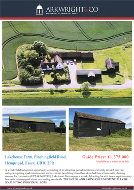 Lakehouse Farm, Finchingfield Road, Hempstead, Essex