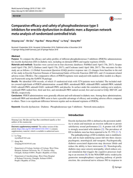 Comparative Efficacy and Safety of Phosphodiesterase Type 5 Inhibitors for Erectile Dysfunction in Diabetic Men: a Bayesian Netw