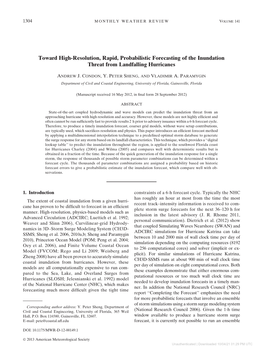 Toward High-Resolution, Rapid, Probabilistic Forecasting of the Inundation Threat from Landfalling Hurricanes