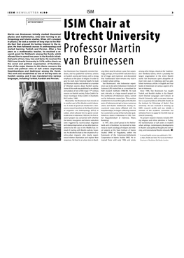 ISIM Chair at Utrecht University Professor Martin Van Bruinessen