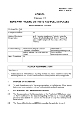 Council Review of Polling Districts and Polling Places