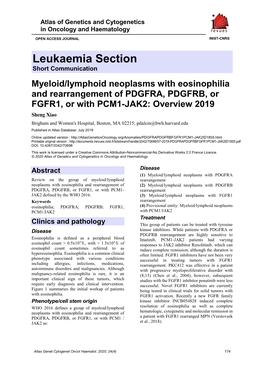 Genetics and Cytogenetics in Oncology and Haematology