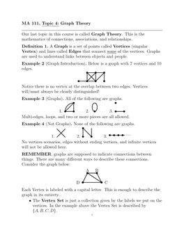 MA 111, Topic 4: Graph Theory