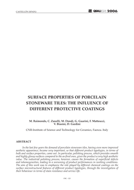 Surface Properties of Porcelain Stoneware Tiles: the Influence of Different Protective Coatings