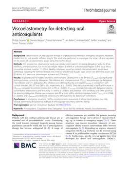 Viscoelastometry for Detecting Oral Anticoagulants