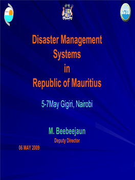 Disaster Management Systems in Republic of Mauritius