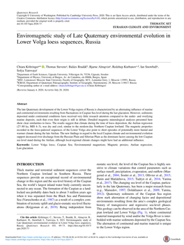 Enviromagnetic Study of Late Quaternary Environmental Evolution in Lower Volga Loess Sequences, Russia