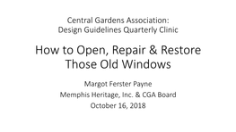 Window Restoration • Resources 1