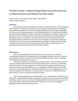 Understanding Online Comments Discourse on Misinformative and Political Youtube Videos