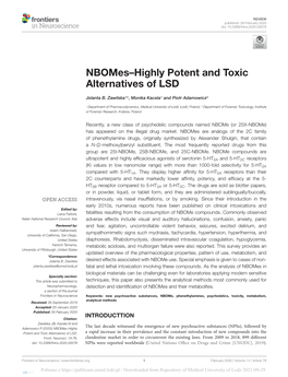 Nbomes–Highly Potent and Toxic Alternatives of LSD