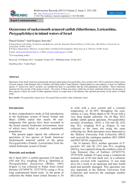 Siluriformes, Loricariidae, Pterygoplichthys) in Inland Waters of Israel