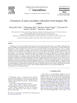 Formation of Nano-Crystalline Todorokite from Biogenic Mn Oxides