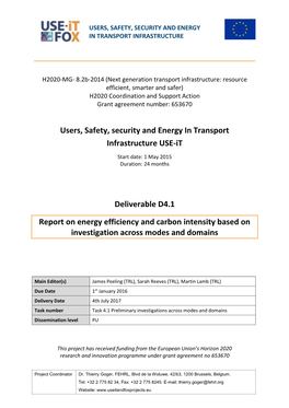 Users, Safety, Security and Energy in Transport Infrastructure