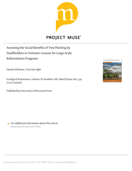 Assessing the Social Benefits of Tree Planting by Smallholders in Vietnam: Lessons for Large-Scale Reforestation Programs