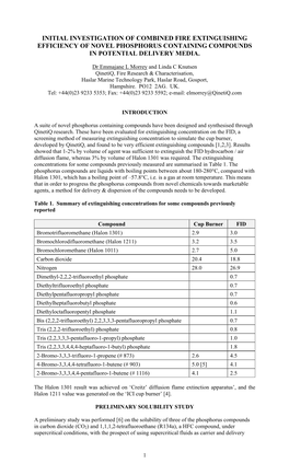 The Replacement of Fire Extinguishers for Military Applications