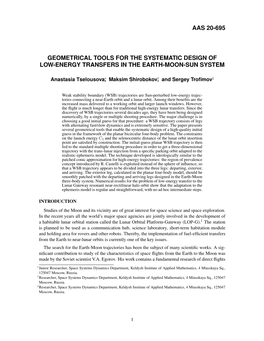 Aas 20-695 Geometrical Tools for the Systematic Design of Low-Energy