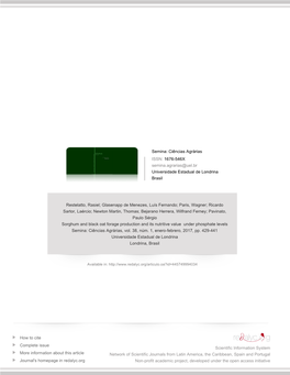 Redalyc.Sorghum and Black Oat Forage Production and Its Nutritive