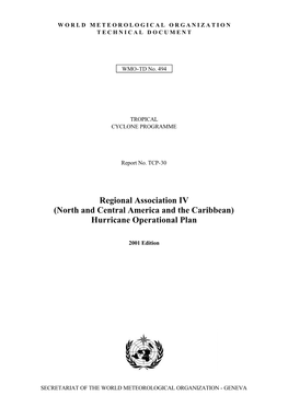 Regional Association IV (North and Central America and the Caribbean) Hurricane Operational Plan