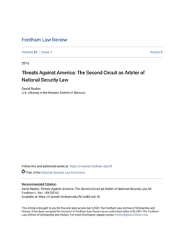 The Second Circuit As Arbiter of National Security Law