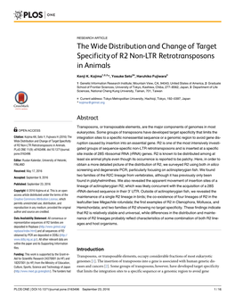 The Wide Distribution and Change of Target Specificity of R2 Non-LTR Retrotransposons in Animals