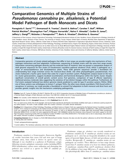 Pseudomonas Cannabina Pv. Alisalensis, a Potential Model Pathogen of Both Monocots and Dicots