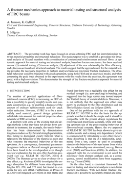 A Fracture Mechanics Approach to Material Testing and Structural Analysis of FRC Beams