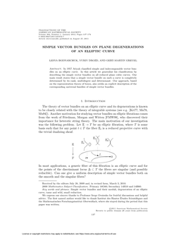 SIMPLE VECTOR BUNDLES on PLANE DEGENERATIONS of an ELLIPTIC CURVE 1. Introduction the Theory of Vector Bundles on an Elliptic Cu