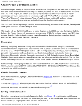Chapter Four: Univariate Statistics SPSS V11 Chapter Four: Univariate Statistics