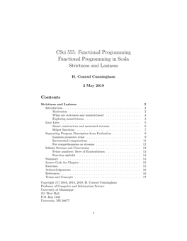 Csci 555: Functional Programming Functional Programming in Scala Strictness and Laziness