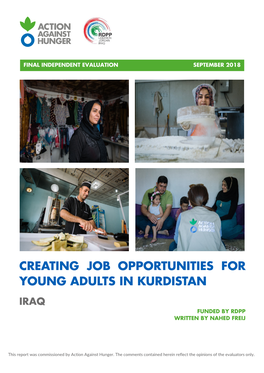 Creating Job Opportunities for Young Adults in Kurdistan Iraq Funded by Rdpp Written by Nahed Freij