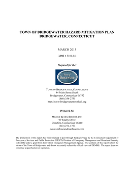 Bridgewater Hazard Mitigation Plan Bridgewater, Connecticut