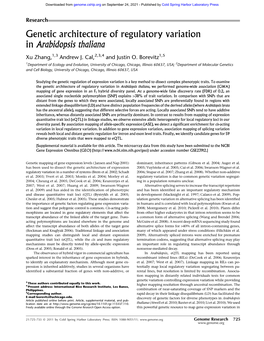 Genetic Architecture of Regulatory Variation in Arabidopsis Thaliana