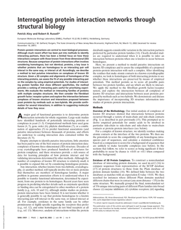 Interrogating Protein Interaction Networks Through Structural Biology