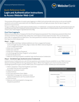 Login and Authentication Instructions to Access Webster Web-Link®