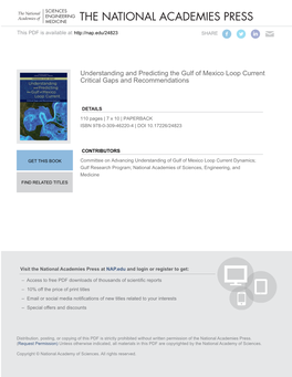 Understanding and Predicting the Gulf of Mexico Loop Current Critical Gaps and Recommendations