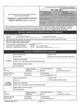 GRAS Notice 808 for Lipase from Aspergillus Tubingensis Produced in Trichoderma Reesei