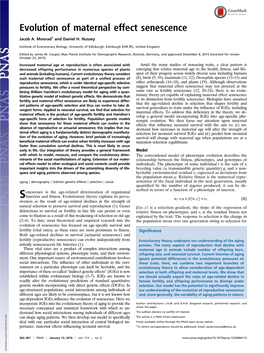 Evolution of Maternal Effect Senescence