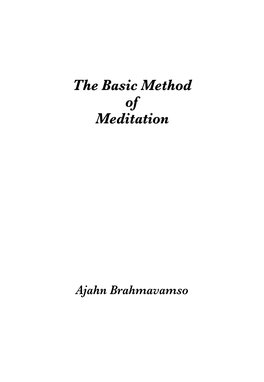 The Basic Method of Meditation